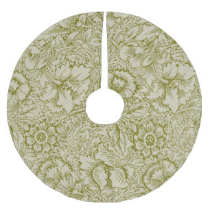 Saia Para Árvore De Natal De Poliéster William Morris Poppy Classic Floral Green