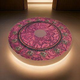 Saia Para Árvore De Natal De Poliéster William * Morris Round Santa Claus Burgundy