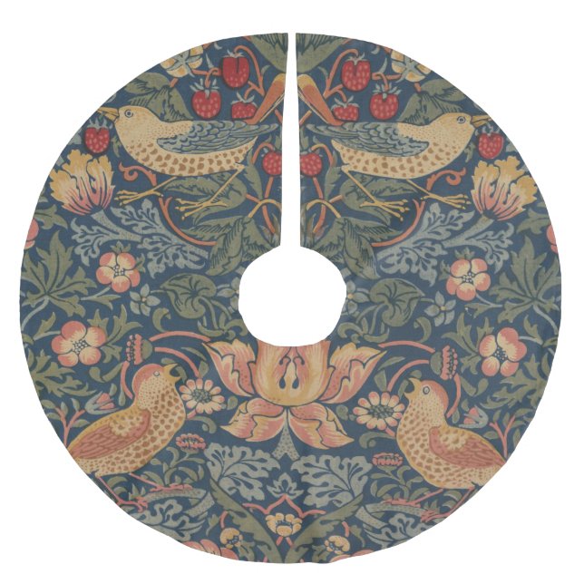 Saia Para Árvore De Natal De Poliéster William Morris Strawberry Theves Birds (Frente)