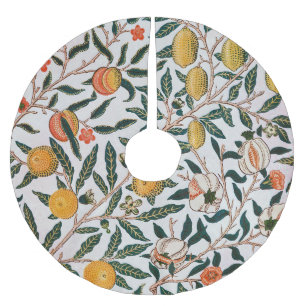 Saia Para Árvore De Natal De Poliéster William Morris Vintage Frutas Romã Branco
