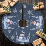 Saia Para Árvore De Natal De Poliéster Winter Forest Snowman Natal<br><div class="desc">Adicione um toque elegante à sua árvore de Natal nesta temporada de Natal com uma saia de Natal do Snowman. Design de saia de árvore apresenta um bonitinho bonitão em um chapéu encantador e cachecol em uma cena de floresta de inverno com neve caindo. Itens adicionais de presentes e feriados...</div>