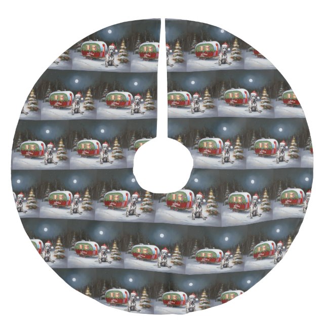 Saia Para Árvore De Natal De Poliéster Winter Great Dane Caravan Christmas Adventure (Frente)