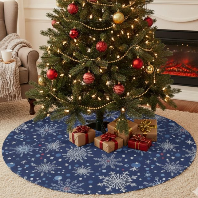 Saia Para Árvore De Natal De Poliéster Winter Wonderland Snowflake (Holiday snowflake Christmas tree skirt
)
