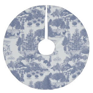 Saia Para Árvore De Natal De Poliéster Wonderland de inverno azul