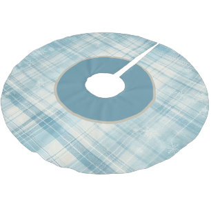 Saia Para Árvore De Natal De Poliéster Xadrez azul