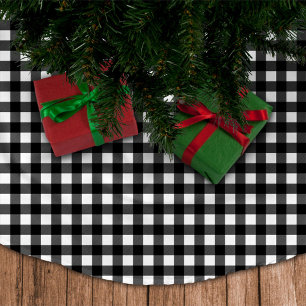 Saia Para Árvore De Natal De Poliéster Xadrez de Búfalo Branco e Negro Russo