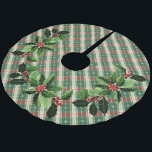 Saia Para Árvore De Natal De Poliéster Xadrez de Natal Branco com Verde e Vermelho<br><div class="desc">A árvore de Natal sai com Xadrez de Natal Branca com Verde,  Vermelho e Sagrado sazonal e bagas.</div>
