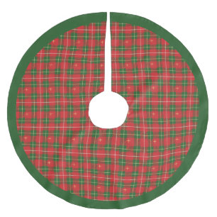 Saia Para Árvore De Natal De Poliéster Xadrez de Natal - Irlandês Vermelho