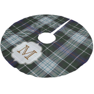 Saia Para Árvore De Natal De Poliéster Xadrez de Natal Tartan Monograma Árvore Inicial