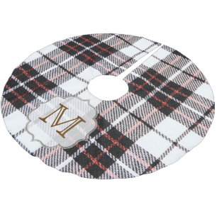 Saia Para Árvore De Natal De Poliéster Xadrez de Natal Tartan Monograma Árvore Inicial