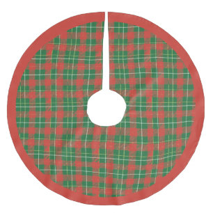 Saia Para Árvore De Natal De Poliéster Xadrez de Natal Verde em Vermelho