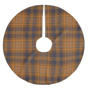 Saia Para Árvore De Natal De Poliéster Xadrez de Tartan violeta violeta, castanho escuro 