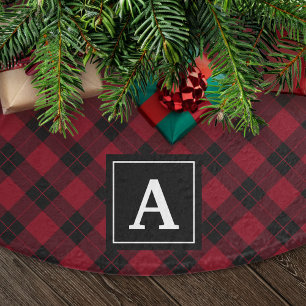 Saia Para Árvore De Natal De Poliéster Xadrez elegante   Camiseta Monográfica Feriada