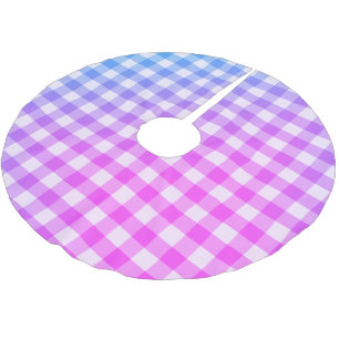 Saia Para Árvore De Natal De Poliéster Xadrez Gingham Azul Cor-de-rosa Verificação Simple