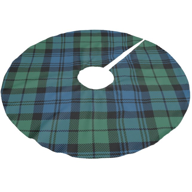 Saia Para Árvore De Natal De Poliéster Xadrez Green Rustic Holiday Campbell Tartan (Inclinado)