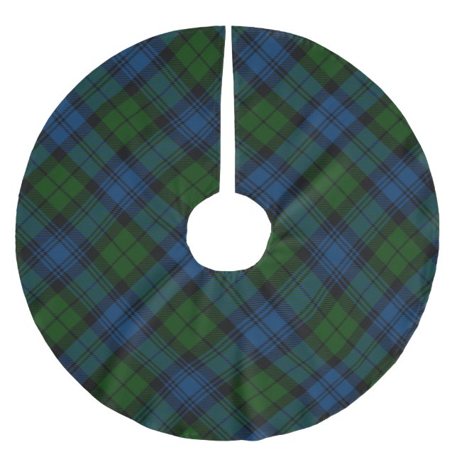 Saia Para Árvore De Natal De Poliéster Xadrez Natal Verde Russo Tartan (Frente)