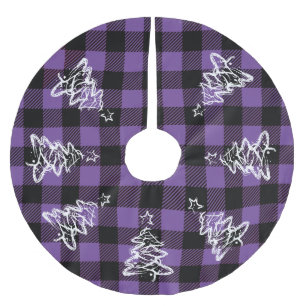 Saia Para Árvore De Natal De Poliéster Xadrez Preto Roxo de Natal Buffalo