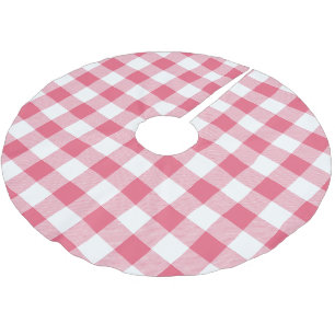 Saia Para Árvore De Natal De Poliéster Xadrez Rustic Pink and White Buffalo Check
