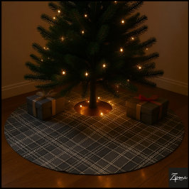 Saia Para Árvore De Natal De Poliéster Xadrez Sepia Vintage Tartan Bege Escuro
