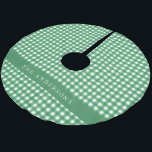 Saia Para Árvore De Natal De Poliéster Xadrez Vintage Green e White Gingham Personalizada<br><div class="desc">Xadrez de Gingham Verde e Branco,   de poliéster embebido personalizado</div>