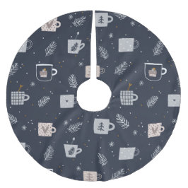 Saia Para Árvore De Natal De Poliéster Xícaras de chá branco-azul Xícaras de café tortas 