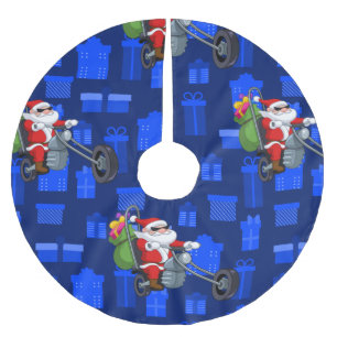 Saia Para Árvore De Natal De Poliéster xmas biker santa claus