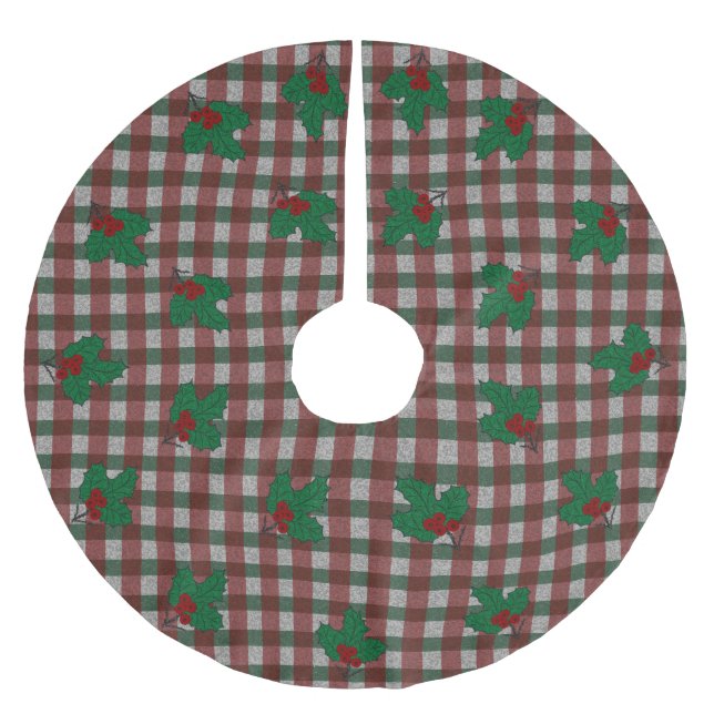 Saia Para Árvore De Natal De Poliéster Xmas Gingham 1940 (Frente)