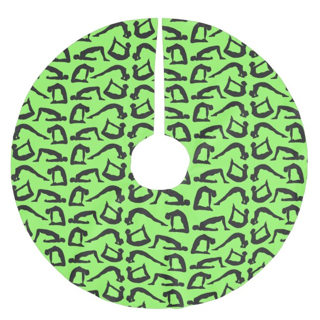 Saia Para Árvore De Natal De Poliéster Yoga Positions Silhouettes (Frente)