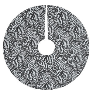 Saia Para Árvore De Natal De Poliéster Zebra Camouflage Padrão Artístico Negro e Branco