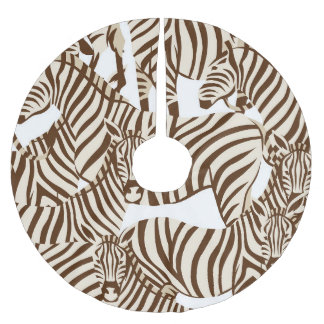 Saia Para Árvore De Natal De Poliéster Zebras, savana selvagem, padrão sem costura