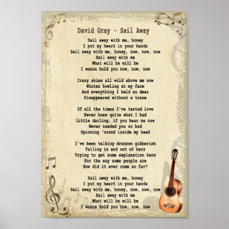 Sail Away Song Lyric Vintage Wall Art Impressão