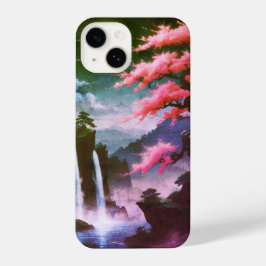 Sakora tree-Moonlit Waterfall with Cherr-pink