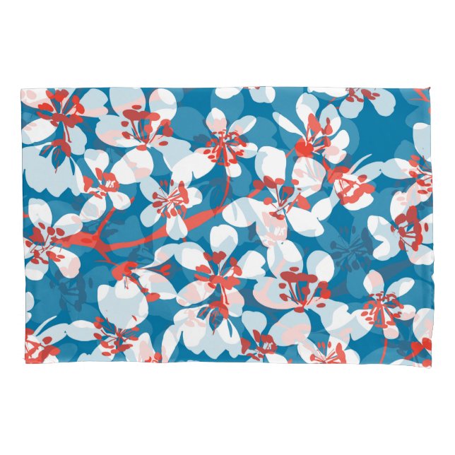 Sakura branca, padrão de fundo azul clássico. (Frente)