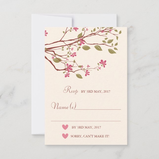 Sakura/Cherry Blossom Branch Casamento RSVP (Frente)