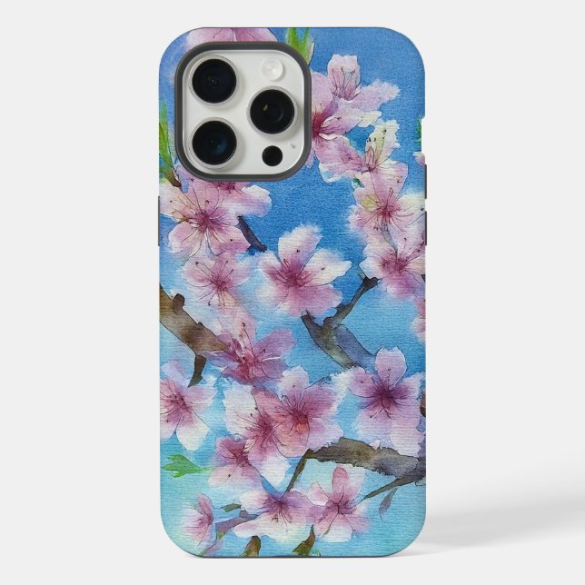 Sakura em Aquarela Pintada à Mão Tendência (Verso)