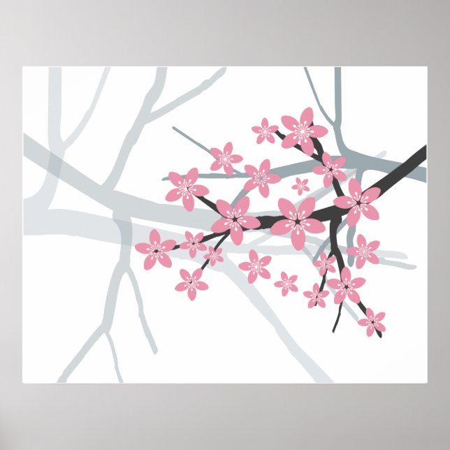 Sakura - Impressão do Flor de Árvore Cerejeira Jap (Frente)