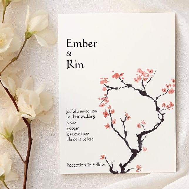 Sakura Mountain | Convite Casual Para Casamento (Criador carregado)