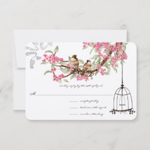 Sakura Rosa Pássaros Azul Turquesa Gaiola RSVP