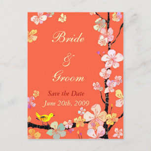 Sakura Salve a data Cartões postais de casamento