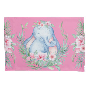 Sala de Crianças Florais PInk com Elefante Sonolen