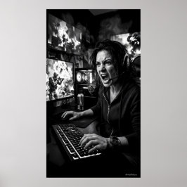 Sala de Jogos Monocromática de Fúria Total Poster