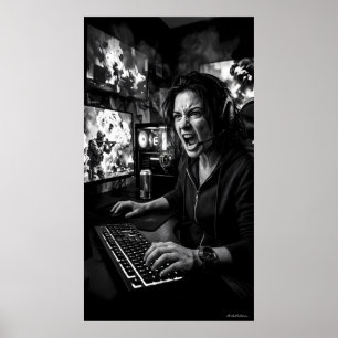 Sala de Jogos Monocromática de Fúria Total Poster