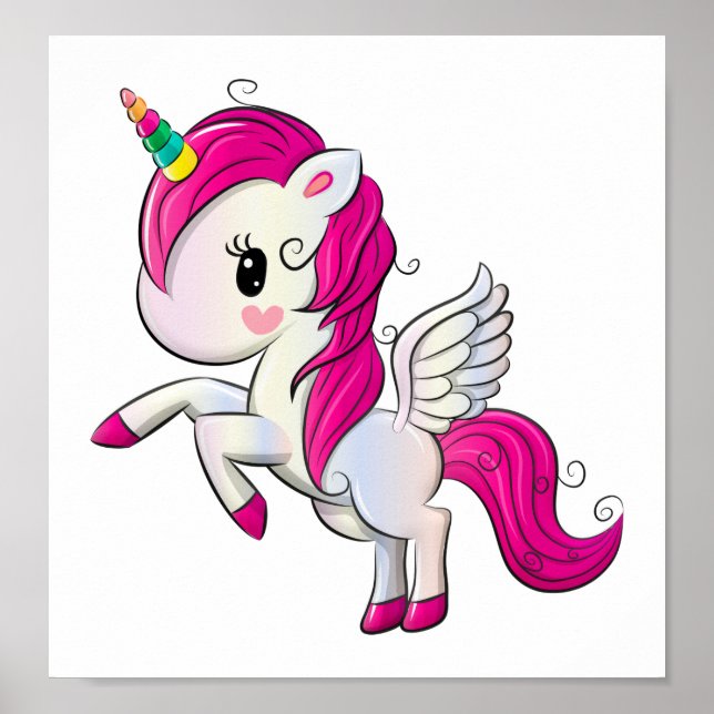 Sala de Poster do Unicórn - Arco-Íris Rosa (Frente)