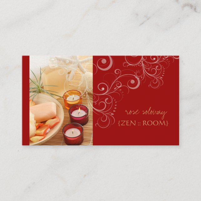 Sala Zen, cartões de visita com velas + espirais (Frente)