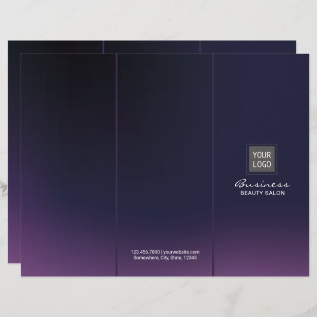 Salão De Bela Roxo Moderno Spa Trifold (Frente/Verso)