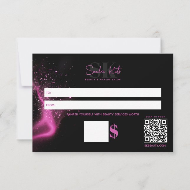 Salão de Beleza Black Neon Rosa Quantia Preenchíve (Verso)