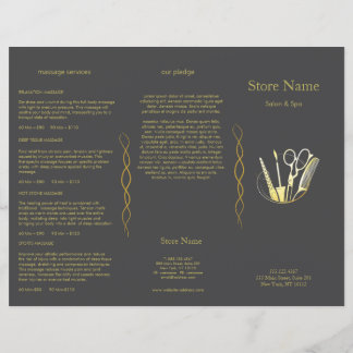 Salão de Beleza Golden e Black Brochura Trifold