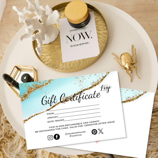 Salão de certificado de Gift Dourado de chá modern (Criador carregado)