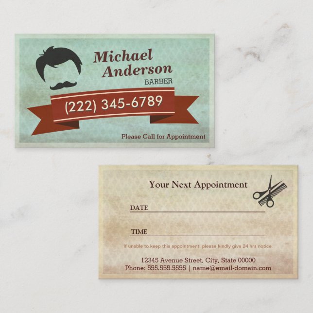 Salão de Compro Barber - Cartão de Compromisso Vin (Frente/Verso)