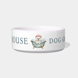 Salão de Embelezamento de Cães Bichon Frise Tigela